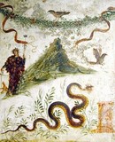 Le vesuve dans des   peinture de pompei